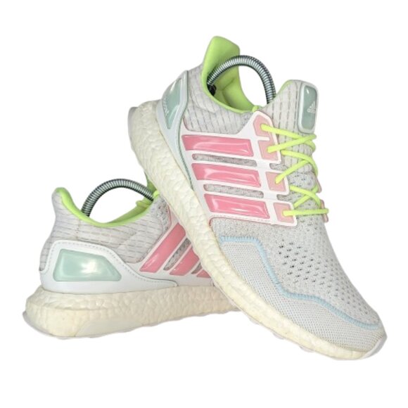 Adidas Ultra Boost 1.0 Cloud Womens Size 11 White Bliss Pink Lucid Lemon Shoes - Picture 1 of 12